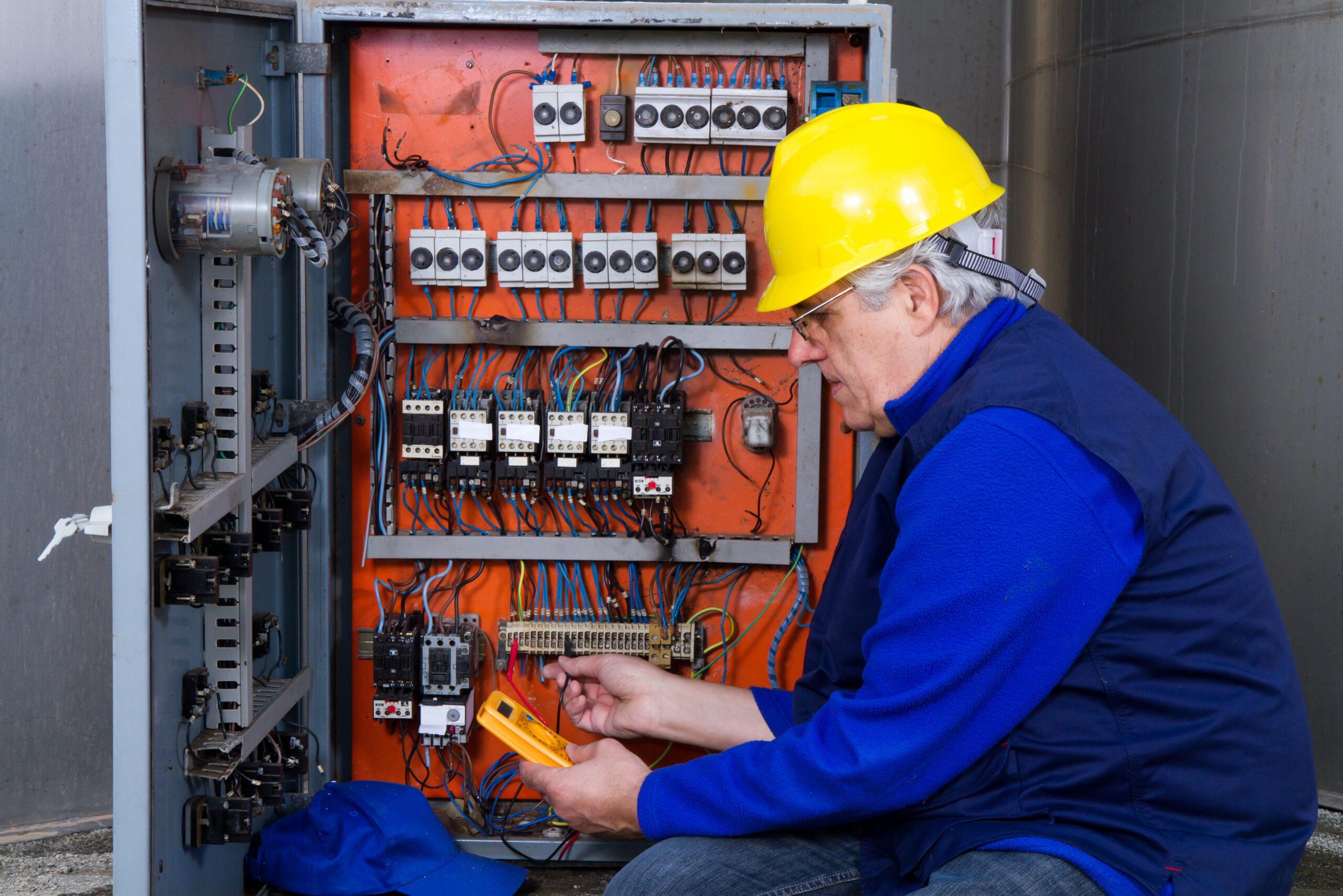 Electrician,At,Work,With,An,Electric,Panel